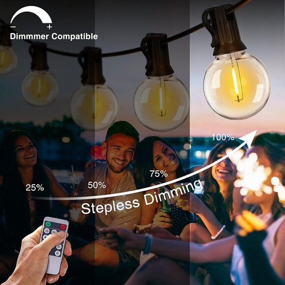 NEW Solar Outdoor String Lights 35FT G40 Globe Patio Lights Outdoor String - Picture 7 of 8